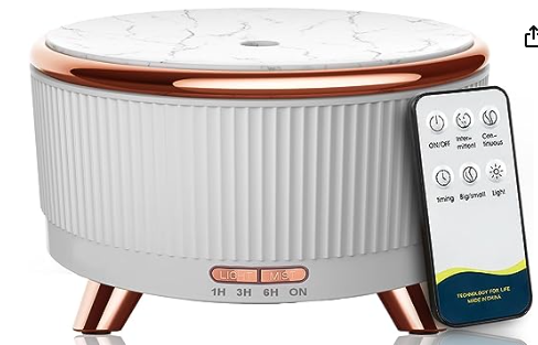 Glass Essential Oil Diffuser Humidifier, [Plastic Free] Glass Reservoir  Natural Wood Base, Waterless Auto Shut-Off 7 Colors Lights Aroma Diffusers  for Bedroom Home Room Office Yoga Mom Wife Gift 80 ML