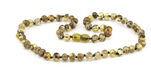 
                
                    Load image into Gallery viewer, Natural Baltic Amber Adult Necklace Light Green Color Polished Baroque Shape Pieces
                
            