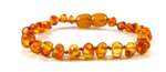 Fine Baltic Amber Baby Teething Bracelet Honey color Baroque form Beads