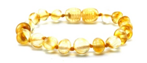 Authentic Baltic Amber Baby Teething Bracelet Lemon Rounded