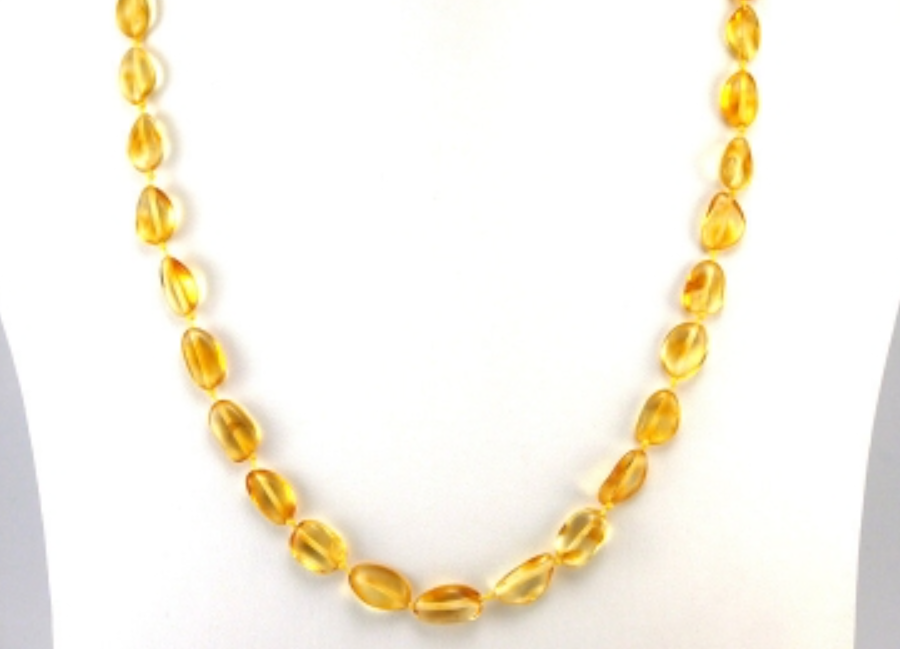 Genuine Baltic Amber Necklace Transparent Oval Form Beads 45 cm 18 inches