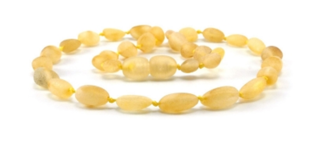 
                
                    Load image into Gallery viewer, Baltic Amber Baby Teething Necklace Lemon color Oval Shape Beads Unpolished
                
            
