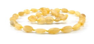 Baltic Amber Baby Teething Necklace Lemon color Oval Shape Beads Unpolished