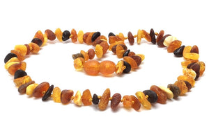 Exclusive Baltic Amber Children Necklace Multi Color Unpolished Rounded Pieces